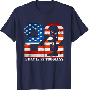22 A Day is 22 Too Many Veteran Lives Matter Help Veterans T-Shirt - T-Shirt | Navy