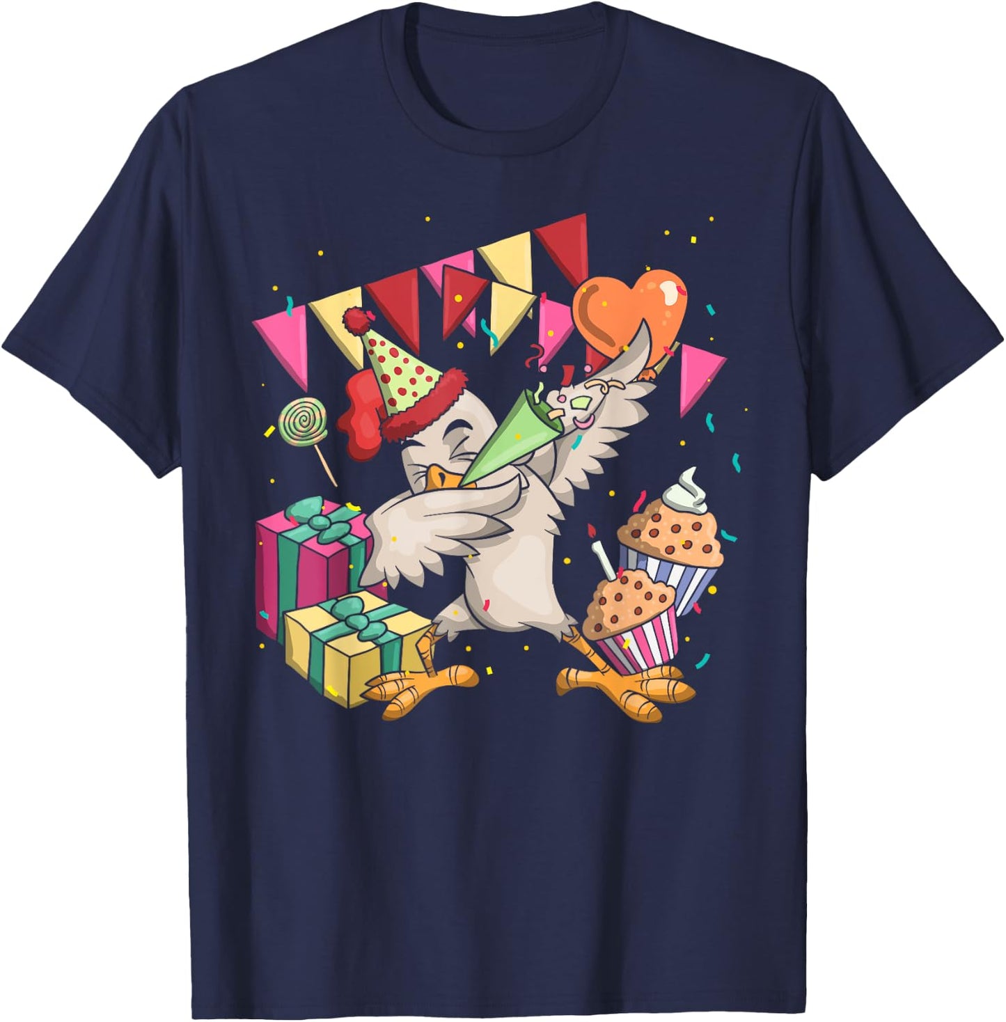 Funny Farm Bird Dab Chicken Anniversary Party Kids Birthday T-Shirt - T-Shirt | Navy