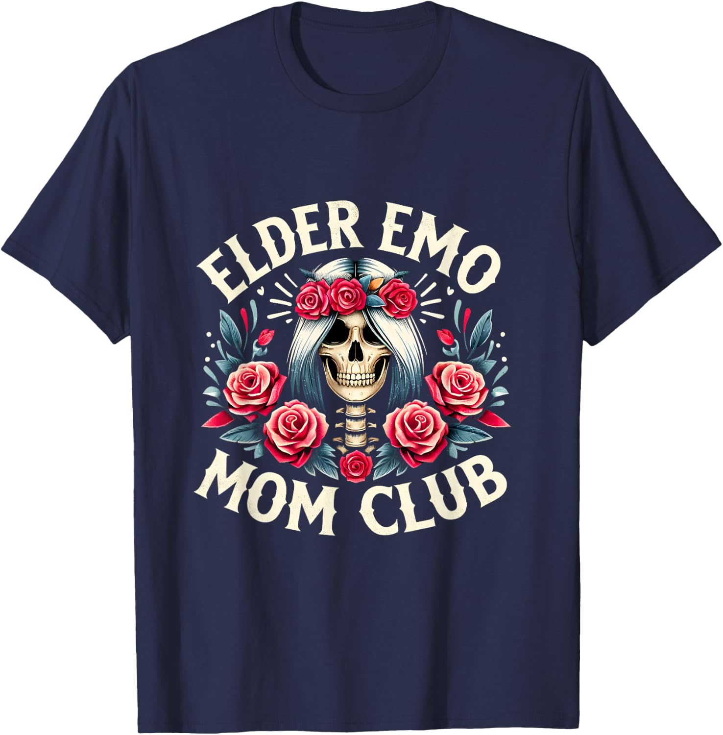 Funny Mother's Day Gifts Elder Emo Mom Club Skeleton Mom T-Shirt - T-Shirt | Navy