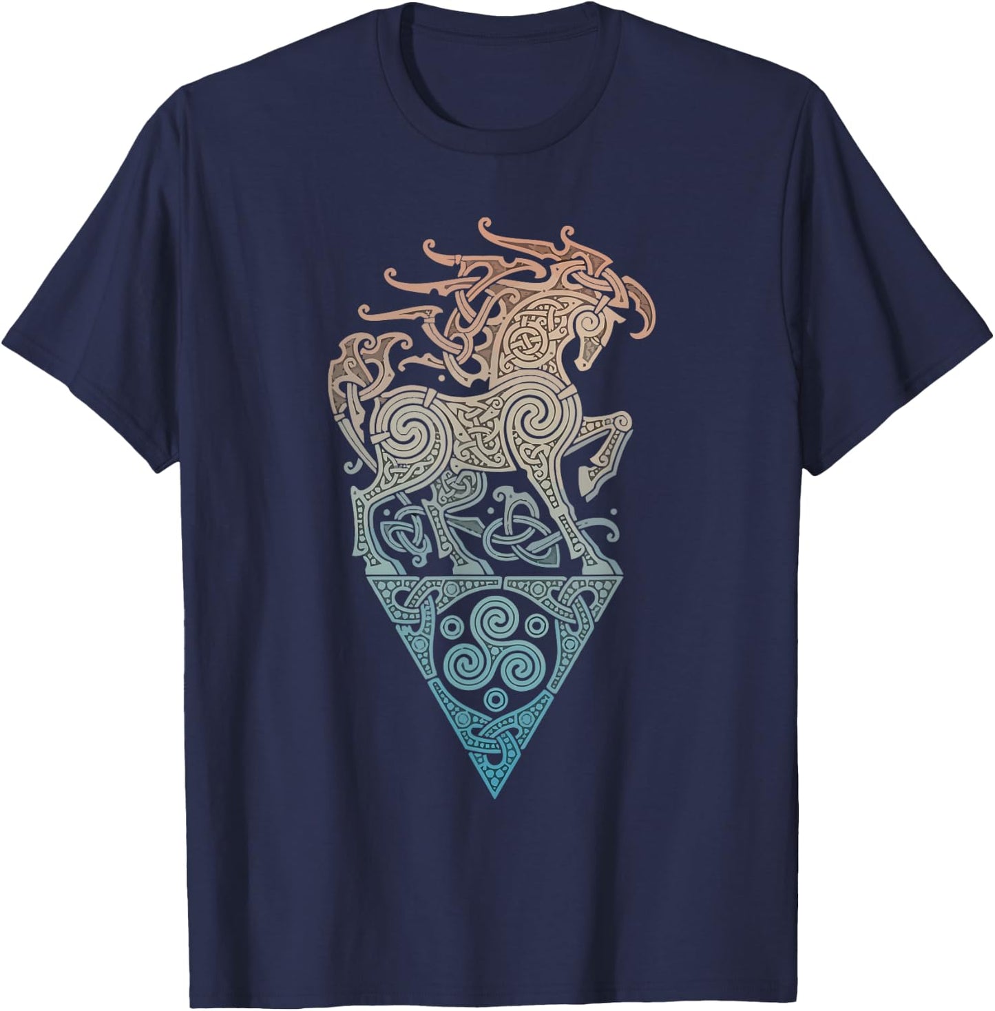 Great Love Horses VIKING CELTIC odins horse T-Shirt - T-Shirt | Navy