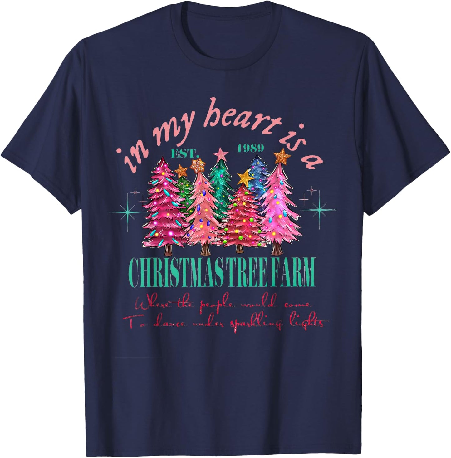 in My Heart is A Christmas Xmas Tree Farm Vintage Clothing T-Shirt - T-Shirt | Navy