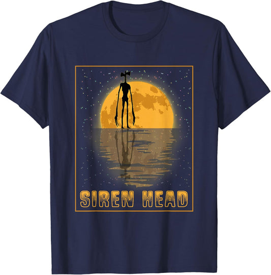 Siren Head and a Yellow Full Moon T-Shirt - T-Shirt | Navy