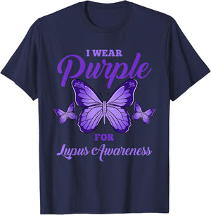 I Wear Purple For Lupus Awareness T-Shirt - T-Shirt | Navy