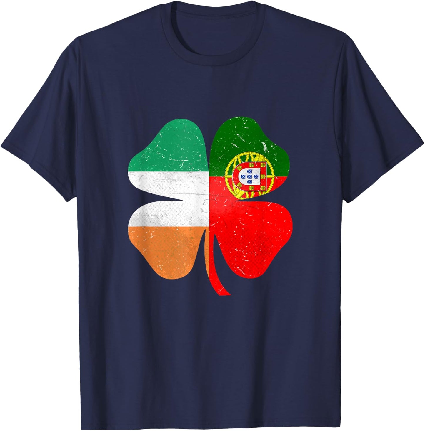Portuguese Irish Shamrock Portugal Ireland Saint Patrick's Day T-Shirt - T-Shirt | Navy