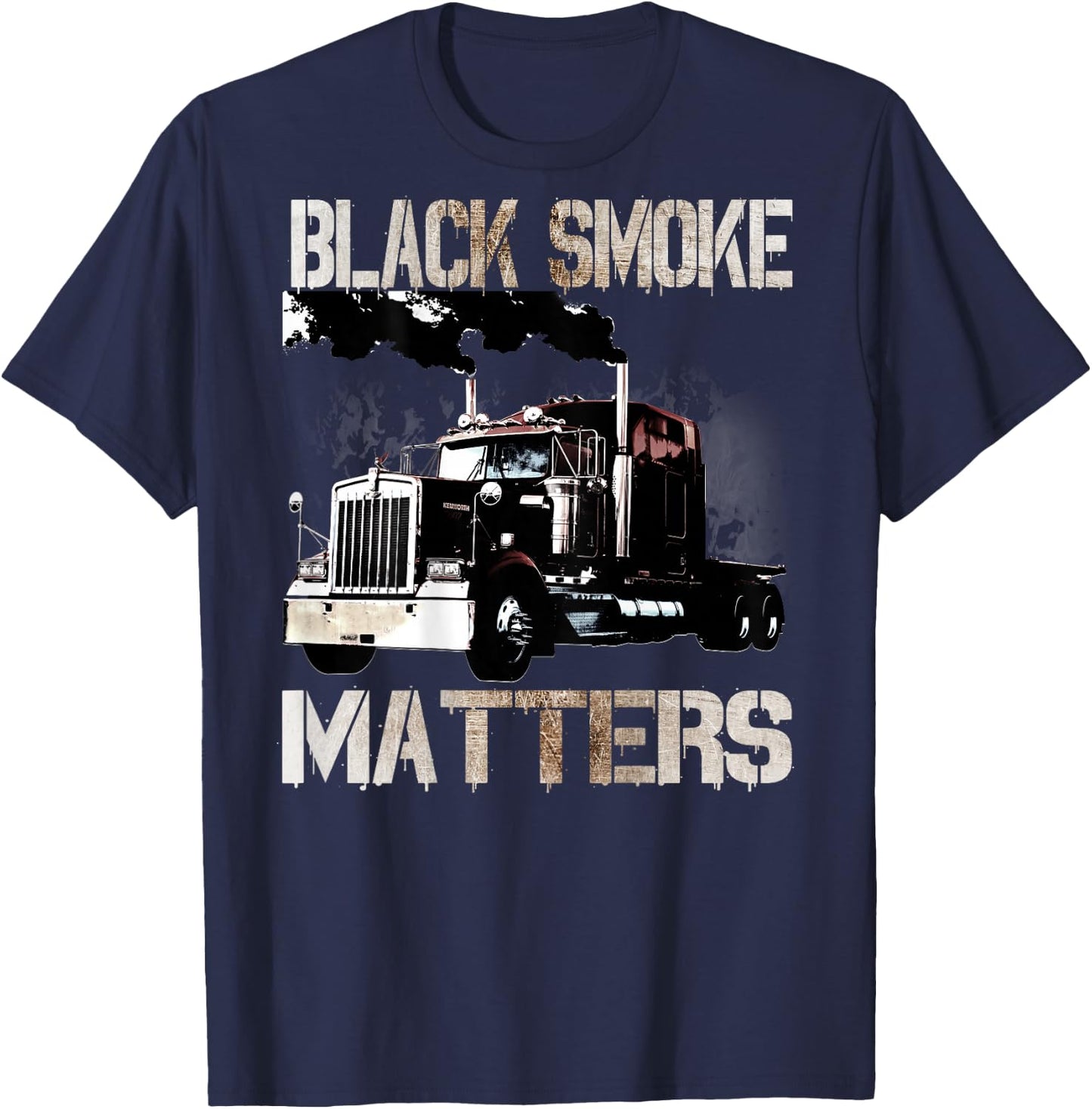 Trucker Tractor Trailer 18 Wheeler Design On Back T-Shirt - T-Shirt | Navy