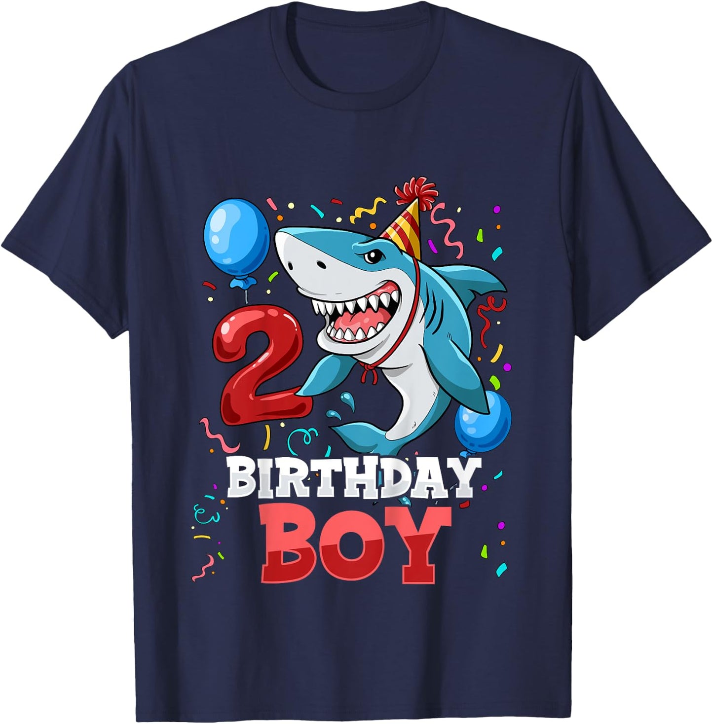 Kids Shark 2nd Birthday Boy T-Shirt - T-Shirt | Navy