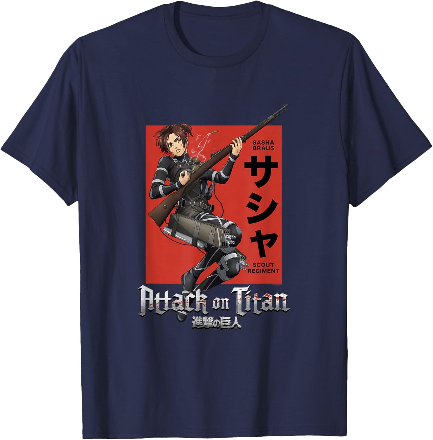 Attack on Titan Season 4 Sasha Loading Gun Anime T-Shirt - T-Shirt | Navy
