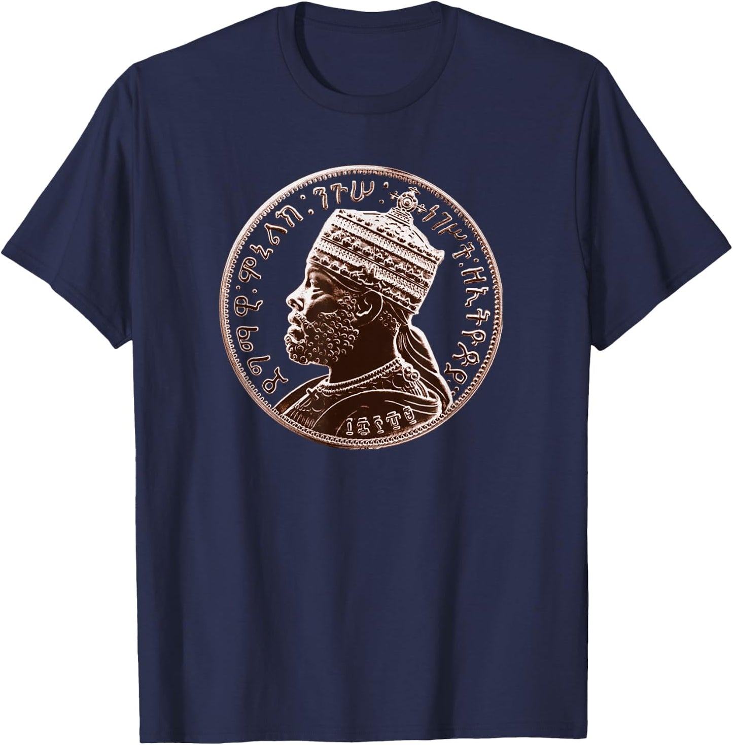 Menelik II Emperor of Ethiopia T-Shirt - T-Shirt | Navy