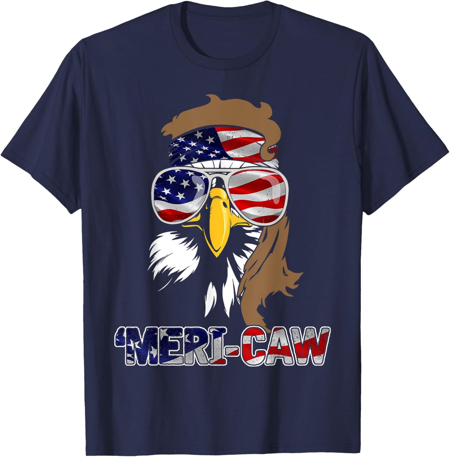 mb35 Mullet Eagle 'Meri-Caw 4th Of July Independence Day Kids Men T-Shirt - T-Shirt | Navy