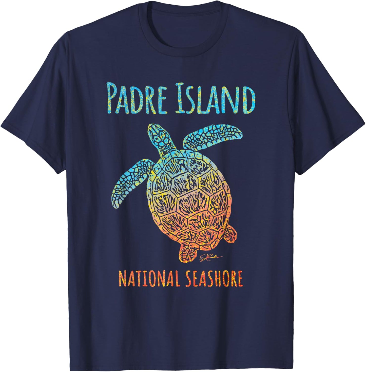 JCombs: Padre Island National Seashore, Sea Turtle, Beach T-Shirt - T-Shirt | Navy
