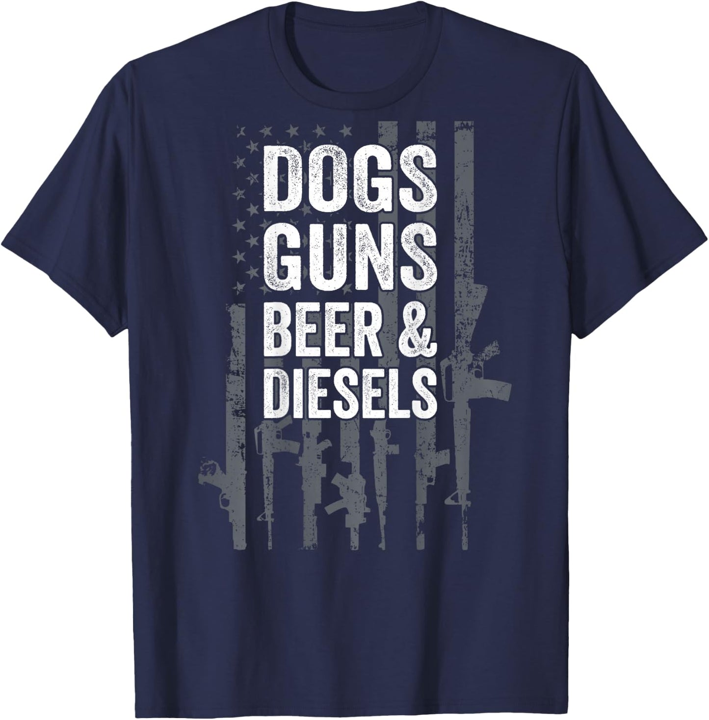 DOGS GUNS BEER & DIESELS - Diesel Truck Mechanic - ON BACK T-Shirt - T-Shirt | Navy