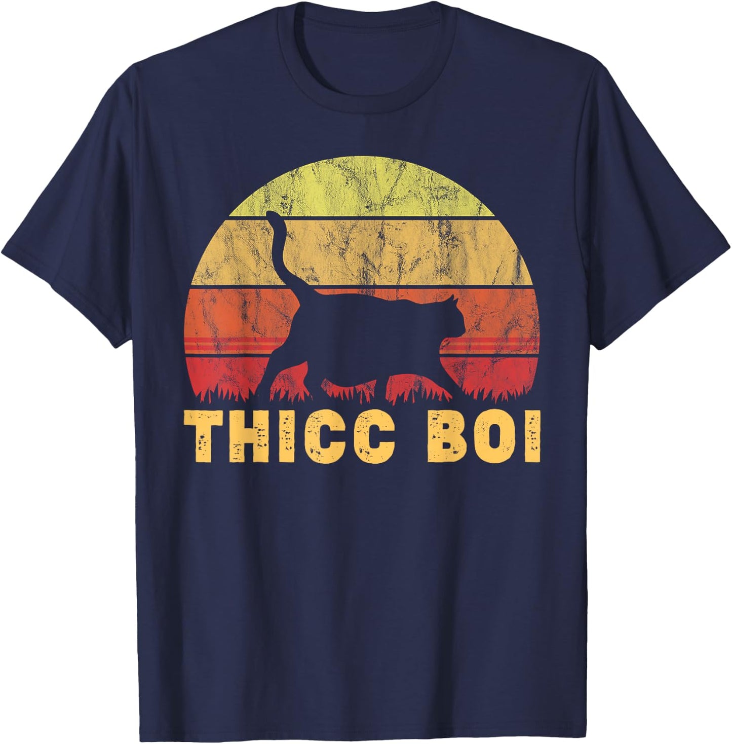 Thicc Boi Chonk Meme Fat Boy Cat Owner T-Shirt - T-Shirt | Navy