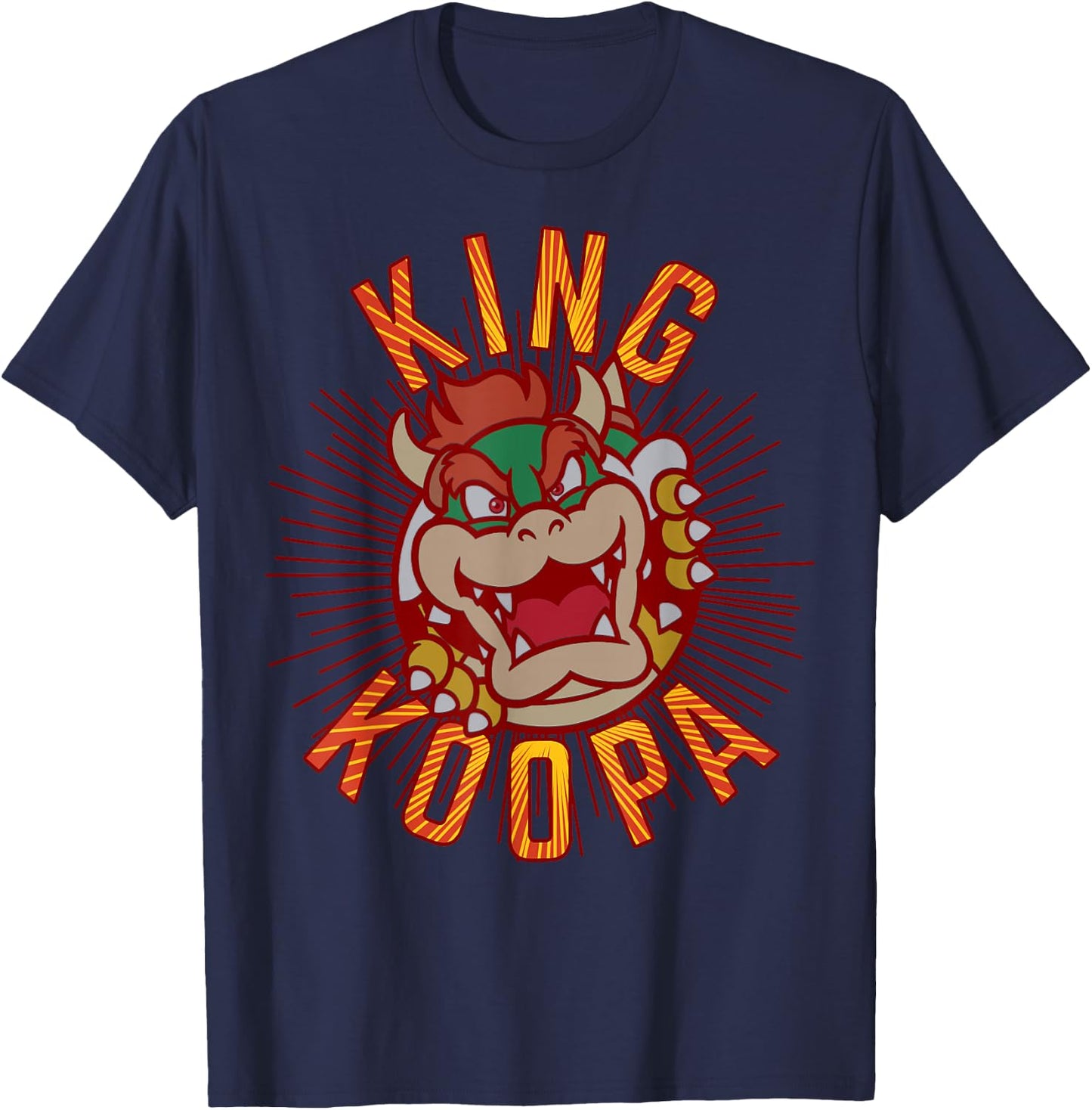 Super Mario King Koopa Bowser Vintage Nintendo Portrait T-Shirt - T-Shirt | Navy