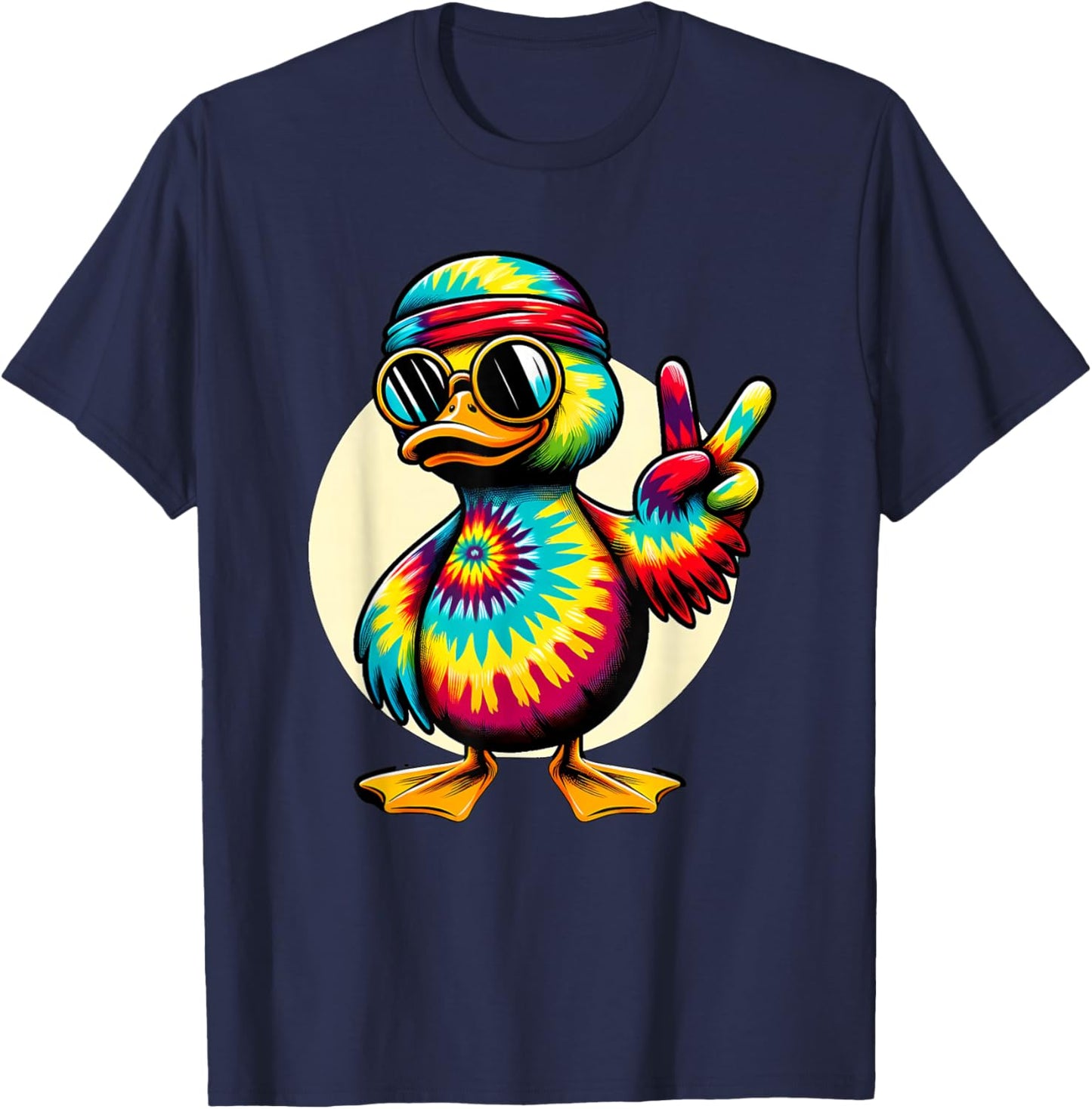 Peace Sign Tie Dye Duck T-Shirt - T-Shirt | Navy