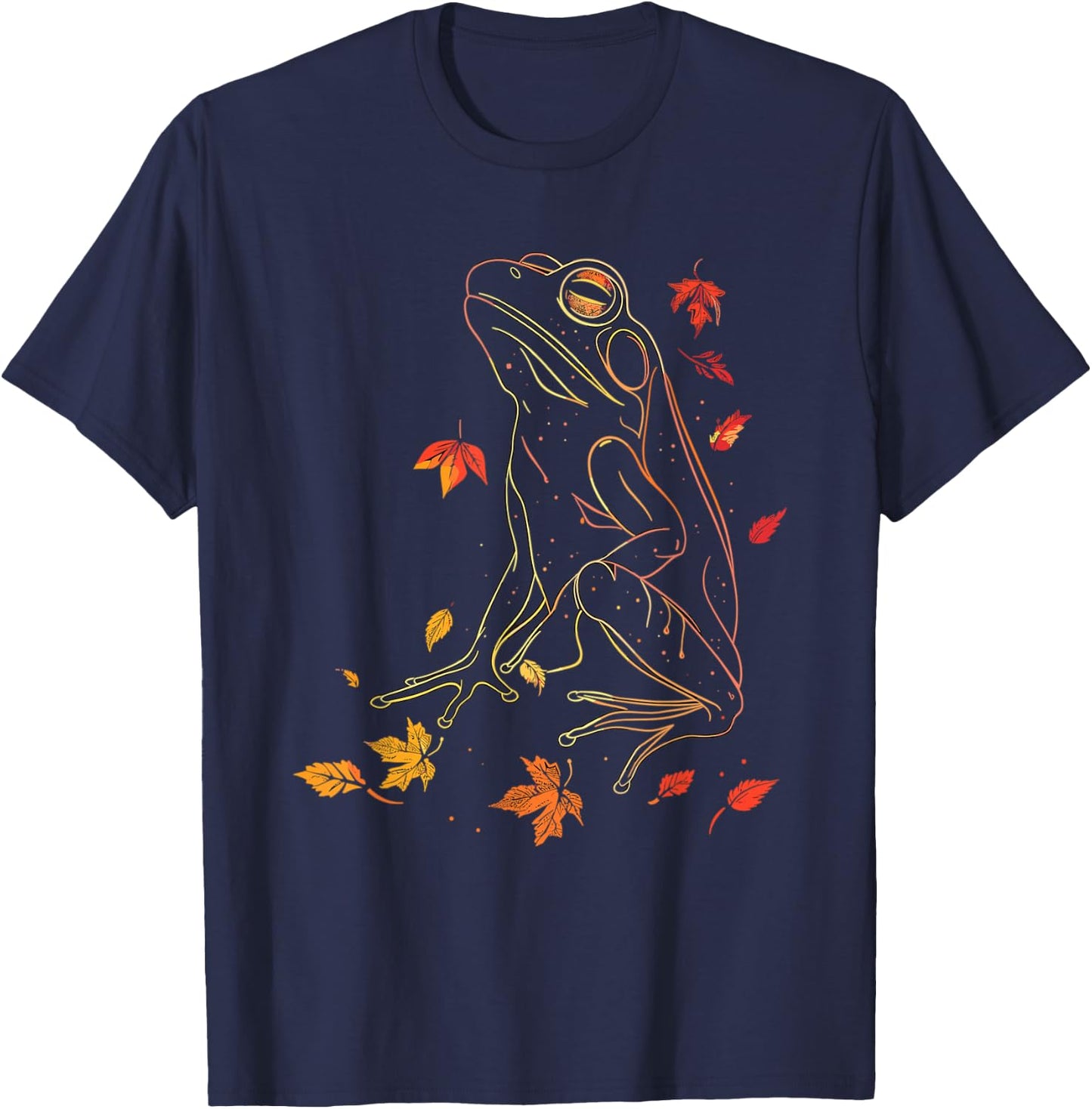 Frog Wildlife Nature Autumn Leaves Fall T-Shirt - T-Shirt | Navy