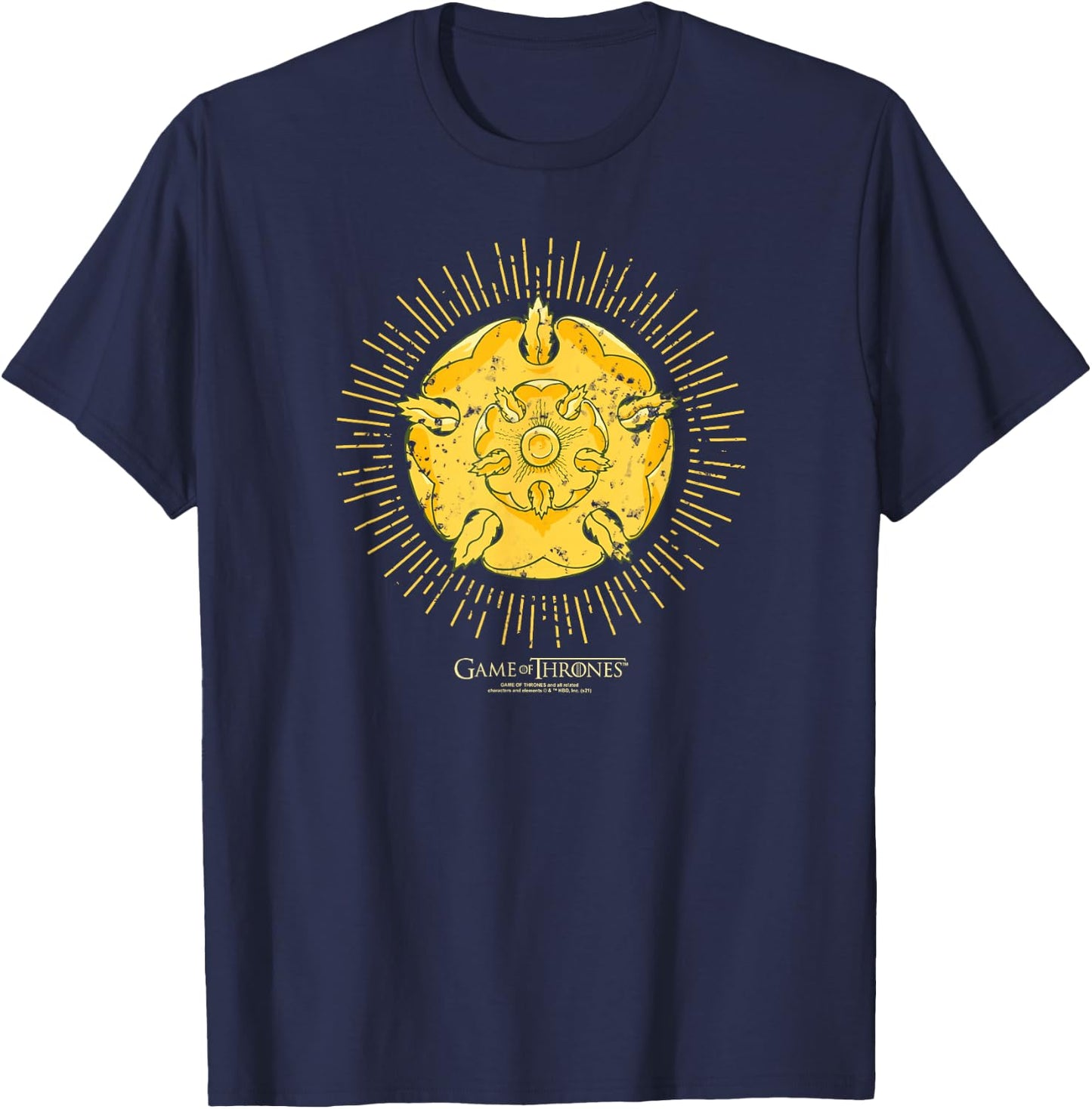 Game of Thrones Tyrell Burst Sigil T-Shirt - T-Shirt | Navy