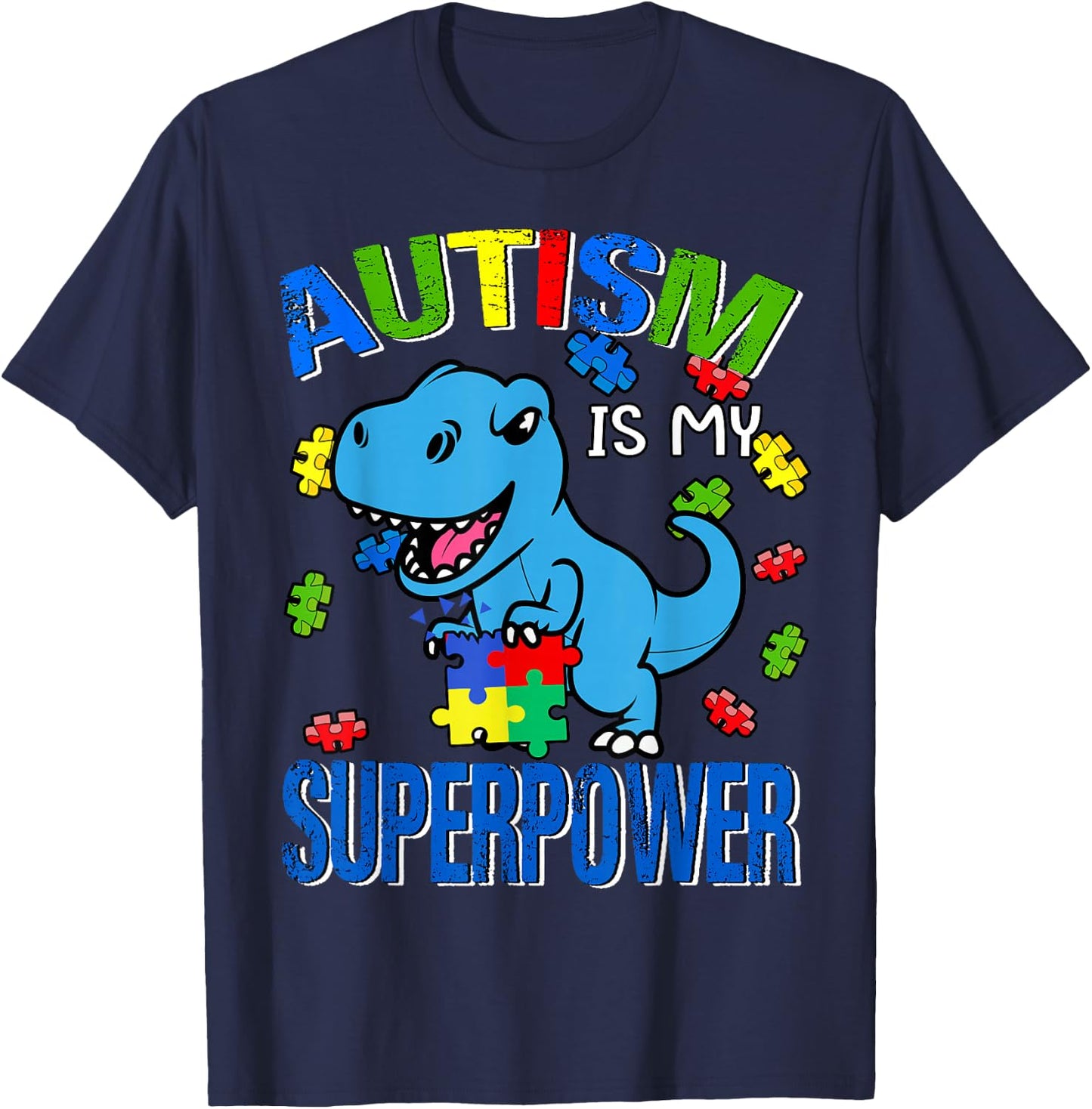 Autism Awareness Is My Superpower Kids Boys T-Shirt - T-Shirt | Navy