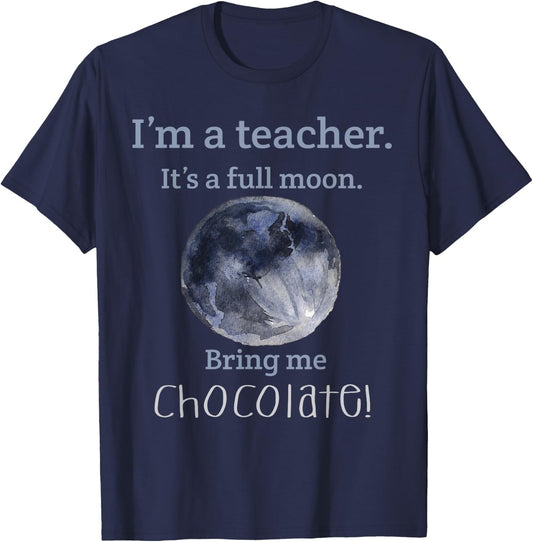 Full Moon teacher Humor Women Girls Kids T-Shirt - T-Shirt | Navy