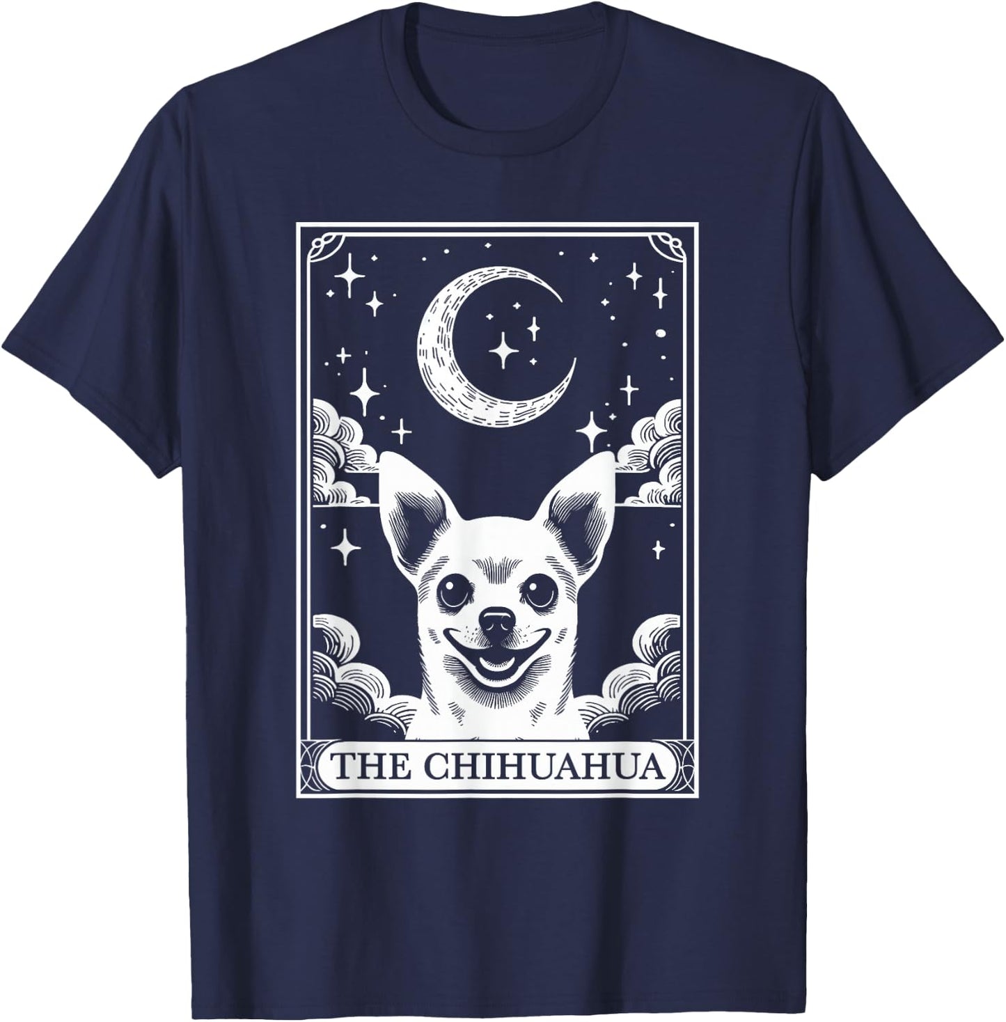 Tarot Card Vintage Crescent Moon Chihuahua Dog Mom T-Shirt - T-Shirt | Navy