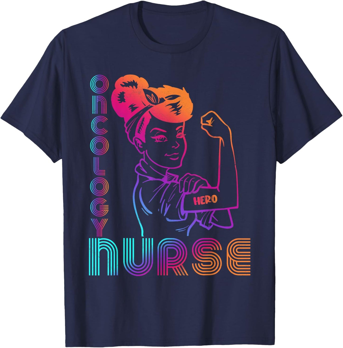 Vintage Oncology Nurse Cute RN T-Shirt - T-Shirt | Navy