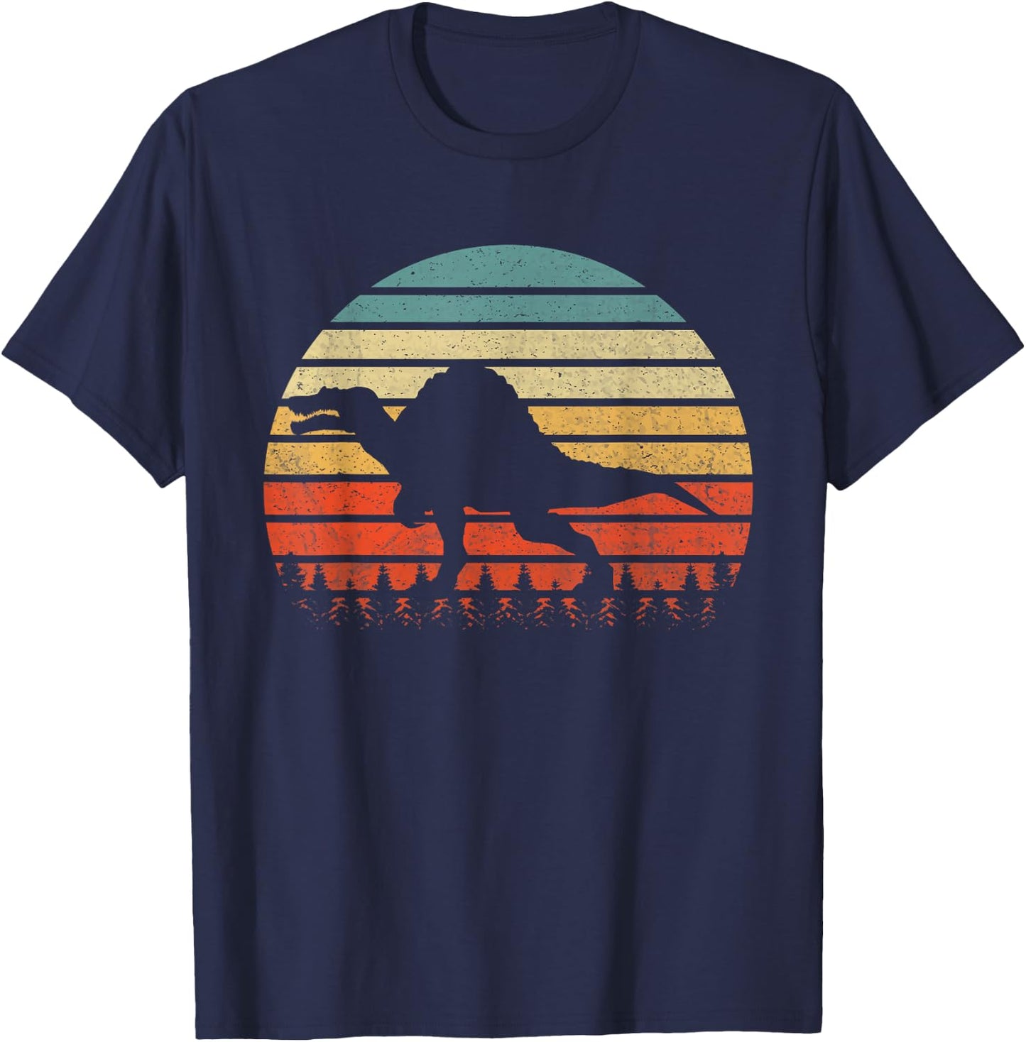 Vintage Spinosaurus Dinosaurus Sunset Retro T-Shirt - T-Shirt | Navy