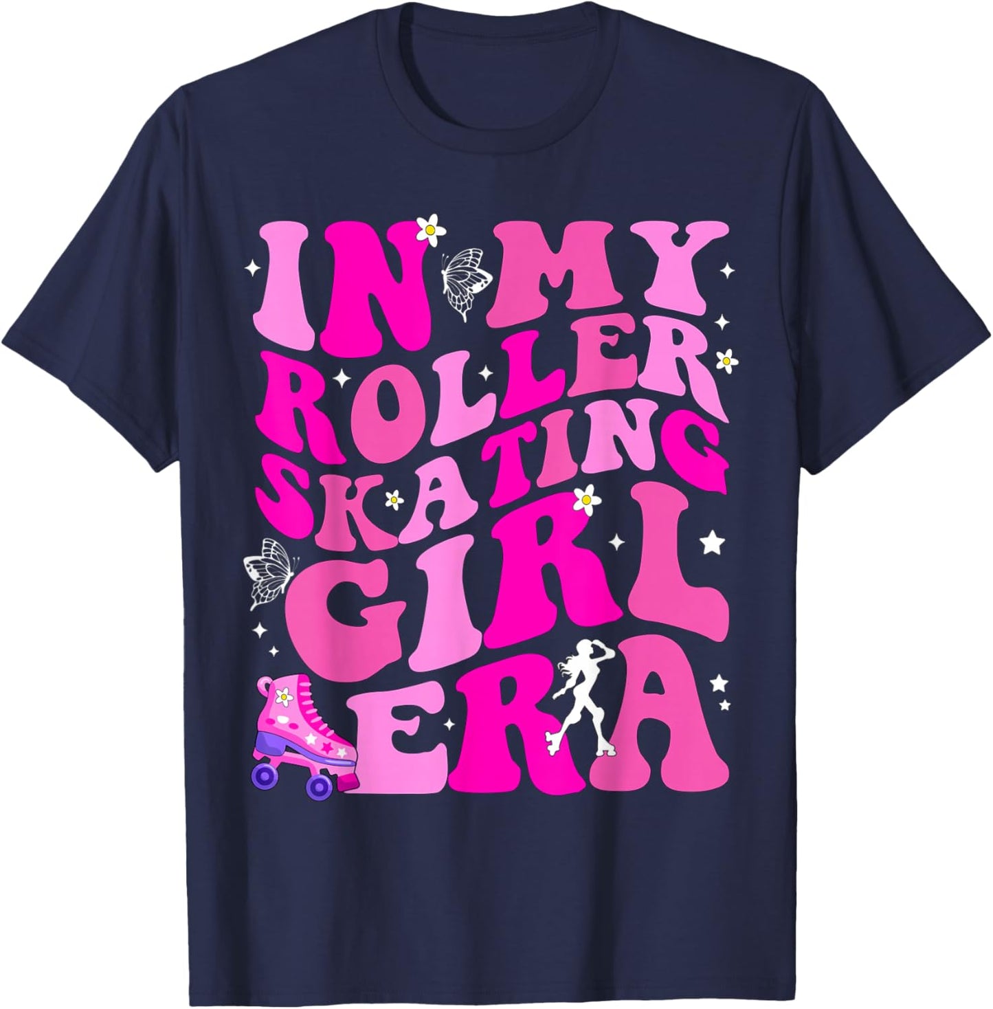 in My Roller Skating Girl Era Figure Hockey Girls Boys Coach T-Shirt - T-Shirt | Navy