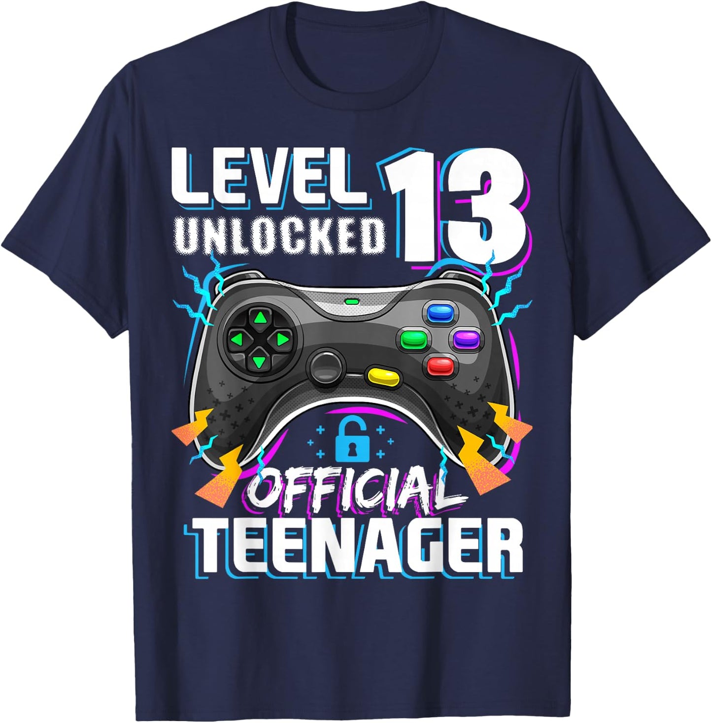 Level 13 Unlocked Official Teenager Video Game 13th Birthday T-Shirt - T-Shirt | Navy