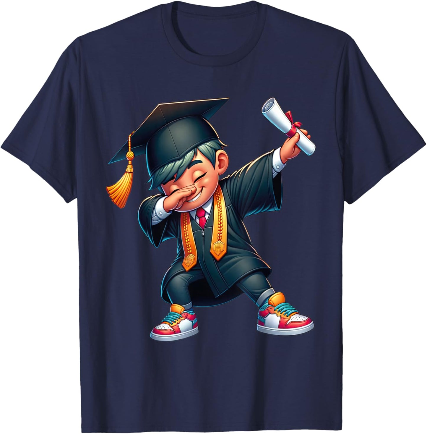 Kids Funny Boys Grad Gifts Dabbing Graduation Class Of 2025 T-Shirt - T-Shirt | Navy