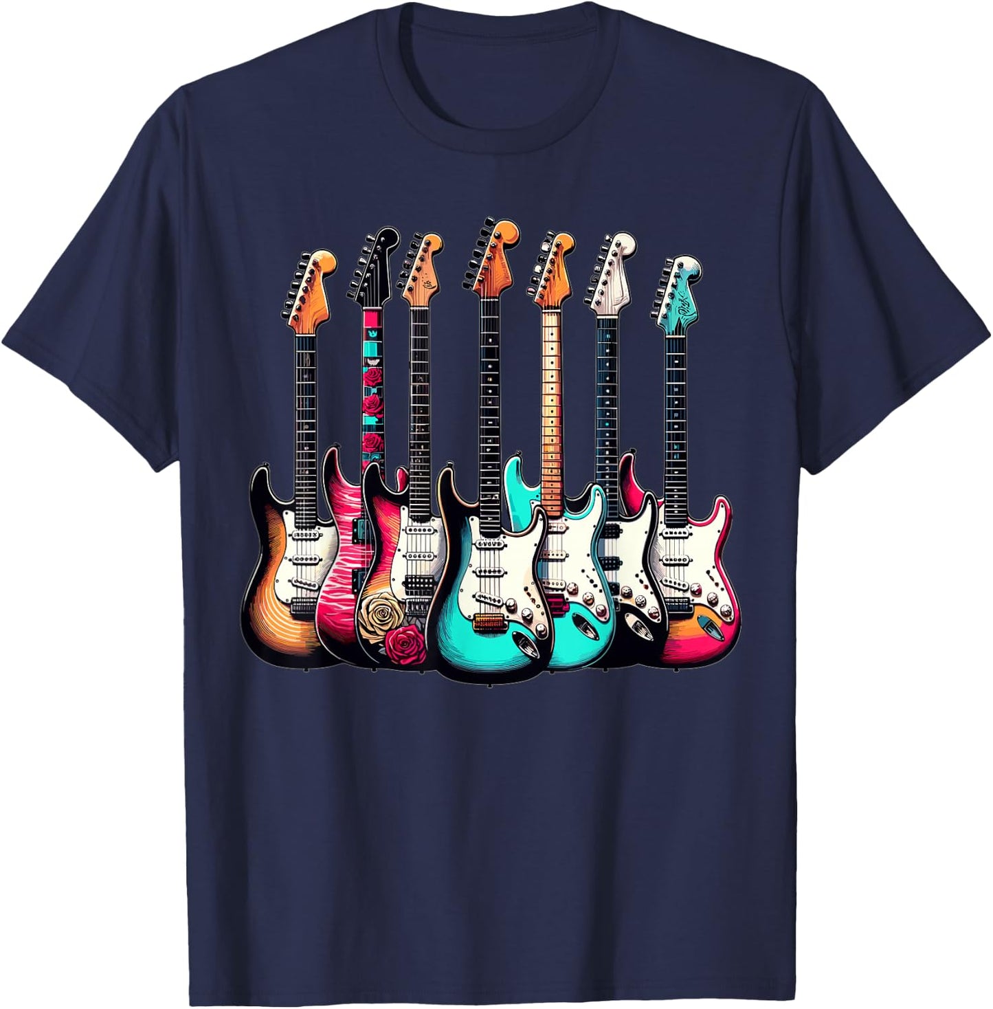 Guitars Guitarists Musican , Small, Black T-Shirt - T-Shirt | Navy