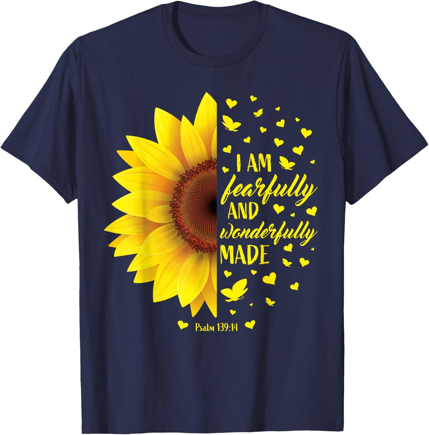 Christian Bible Verse Gifts Women Teen Girls Cute Sunflower T-Shirt - T-Shirt | Navy