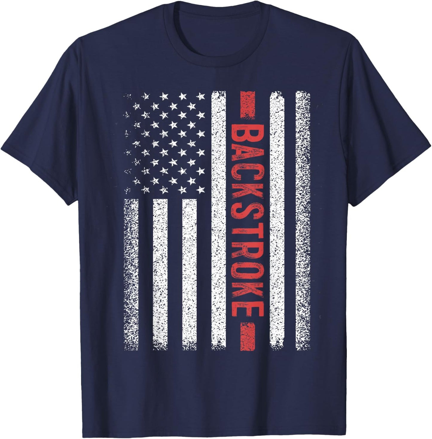 Backstroke American Flag 4th of July Back Crawl Swimmer T-Shirt - T-Shirt | Navy