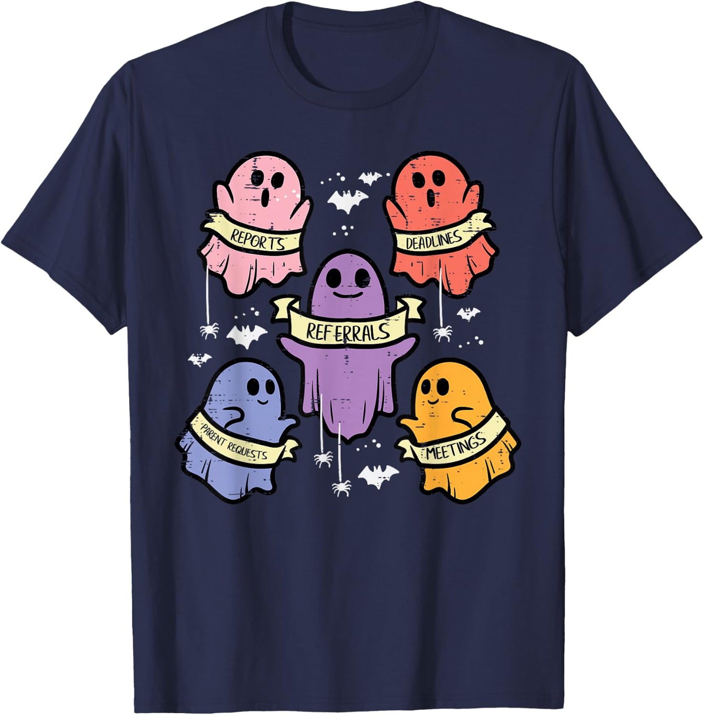 Halloween School Counselor Ghost Social Worker Costume Women T-Shirt - T-Shirt | Navy
