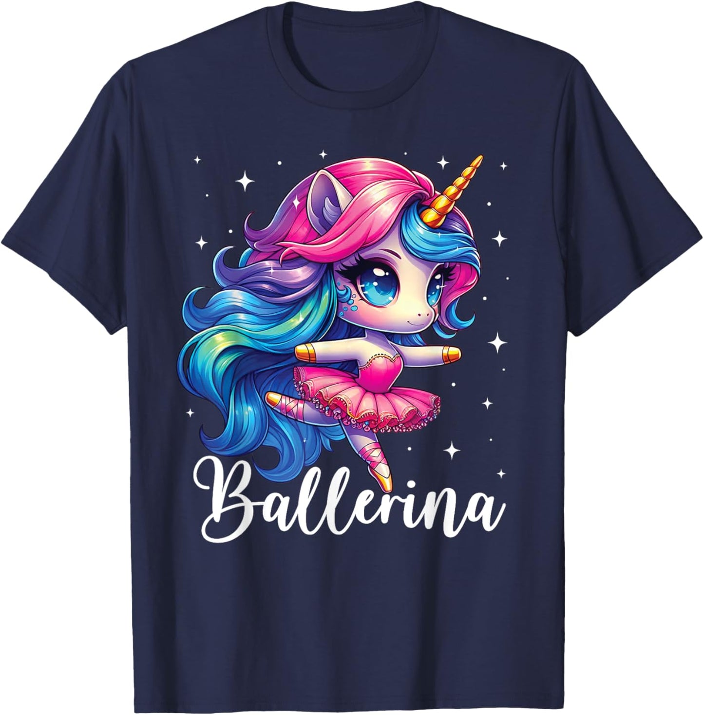 Ballerina Dancer Unicorn Girl Cute Ballet Kids Toddler T-Shirt - T-Shirt | Navy