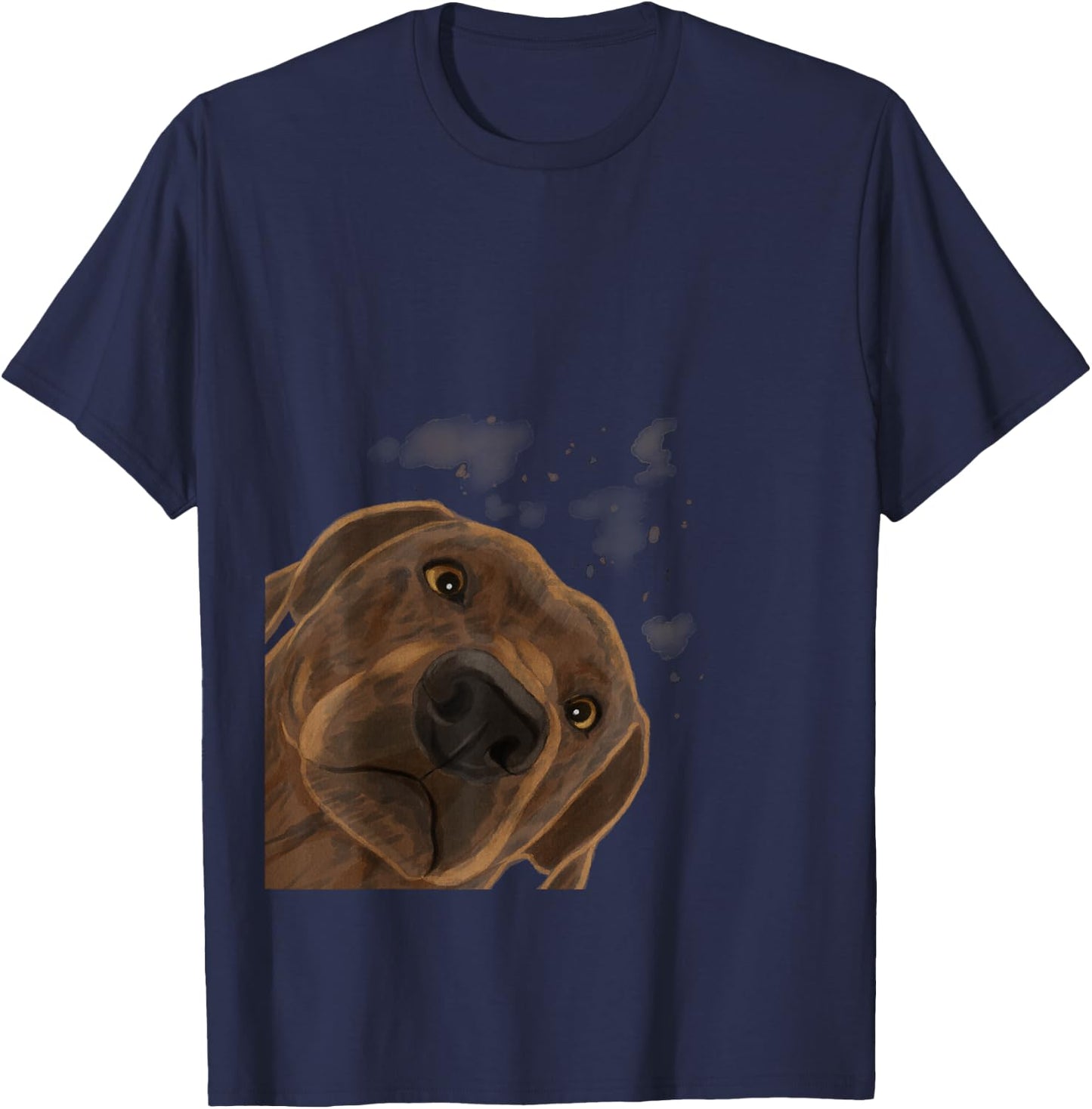 Plott Hound Geschenke Funny Curious Dog - Women's Black Cartoon Dog Pattern Casual Humorous Modern - Small T-Shirt - T-Shirt | Navy