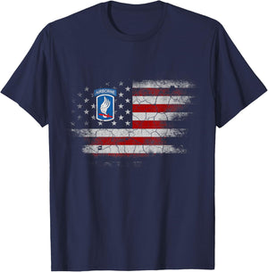 173rd Airborne Brigade US Flag Shirt Airborne Paratrooper T-Shirt - T-Shirt | Navy