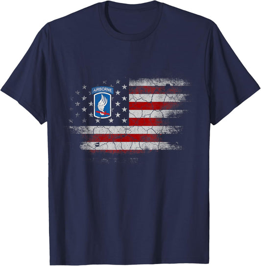 173rd Airborne Brigade US Flag Shirt Airborne Paratrooper T-Shirt - T-Shirt | Navy