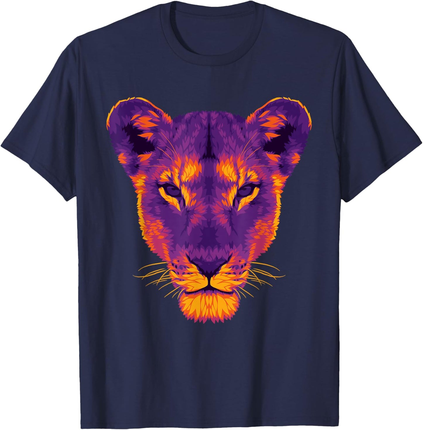 The Dark Lioness Beautiful Animal and Nature Art T-Shirt - T-Shirt | Navy
