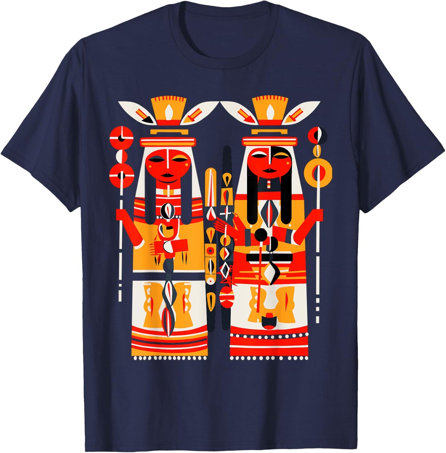 Native American Art Style Hopi Katsina Dolls T-Shirt - T-Shirt | Navy