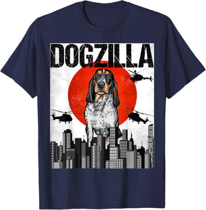 Funny Vintage Japanese Dogzilla Bluetick Coonhound T-Shirt - T-Shirt | Navy