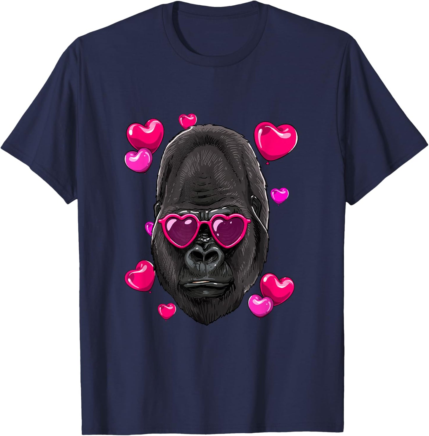 Valentines Day Gorilla Shirt Ape Primate Animal Monkey Lover T-Shirt - T-Shirt | Navy