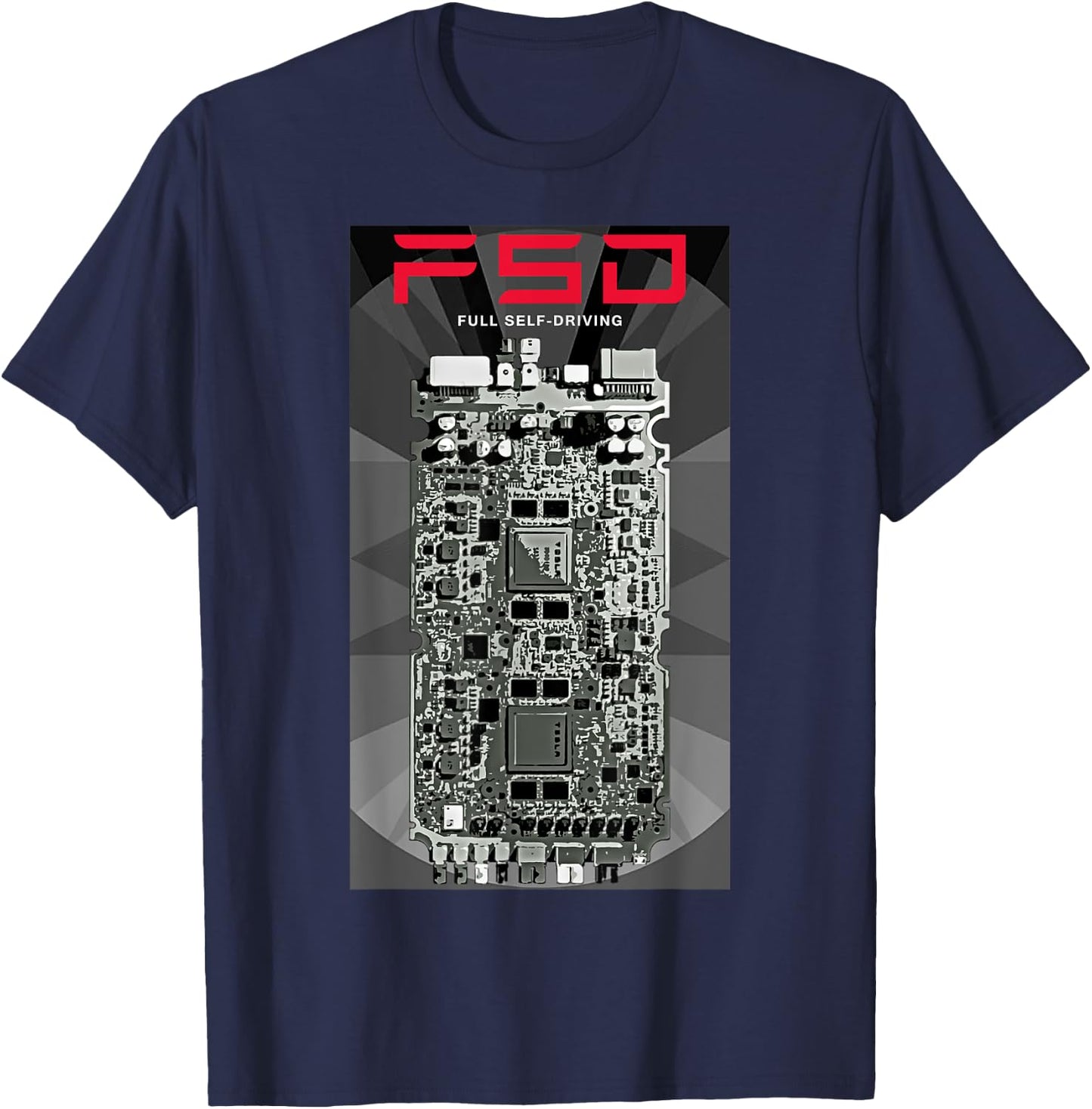 Full Self-Driving FSD - Autonomous Autopilot Hardware Chip T-Shirt - T-Shirt | Navy