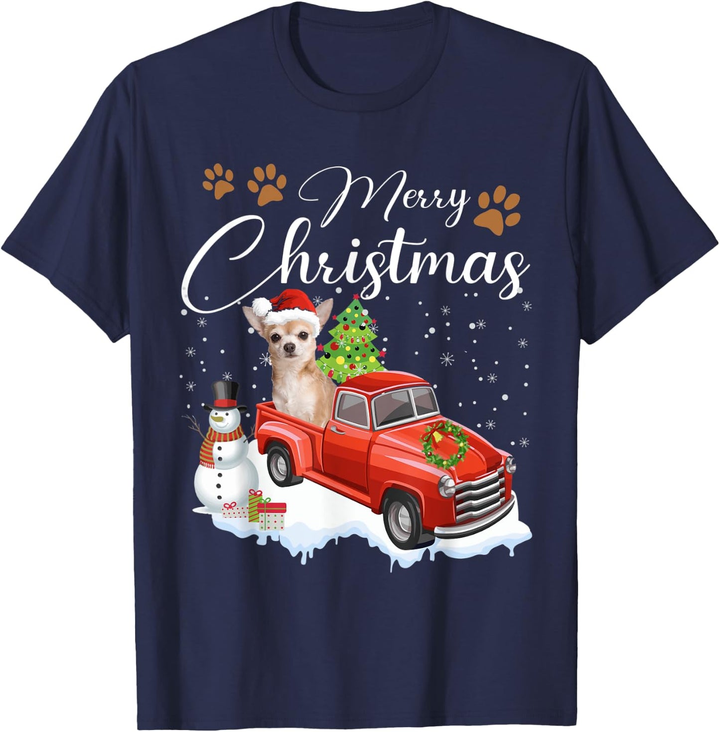 Merry Christmas Chihuahua Christmas Dog Gifts T-Shirt - T-Shirt | Navy