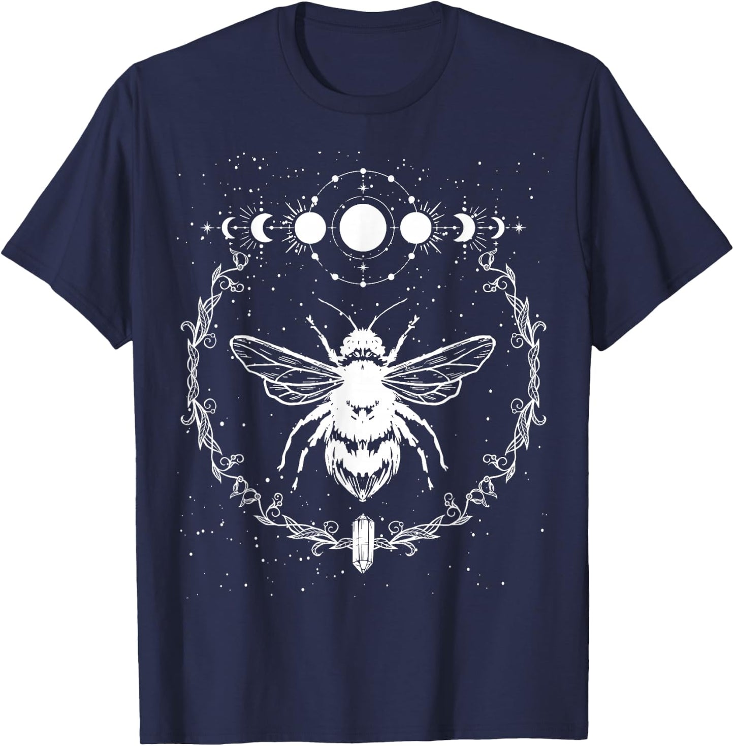 Bee Moon Phases, Crystals Gothic Punk Style Honey Original T-Shirt - T-Shirt | Navy