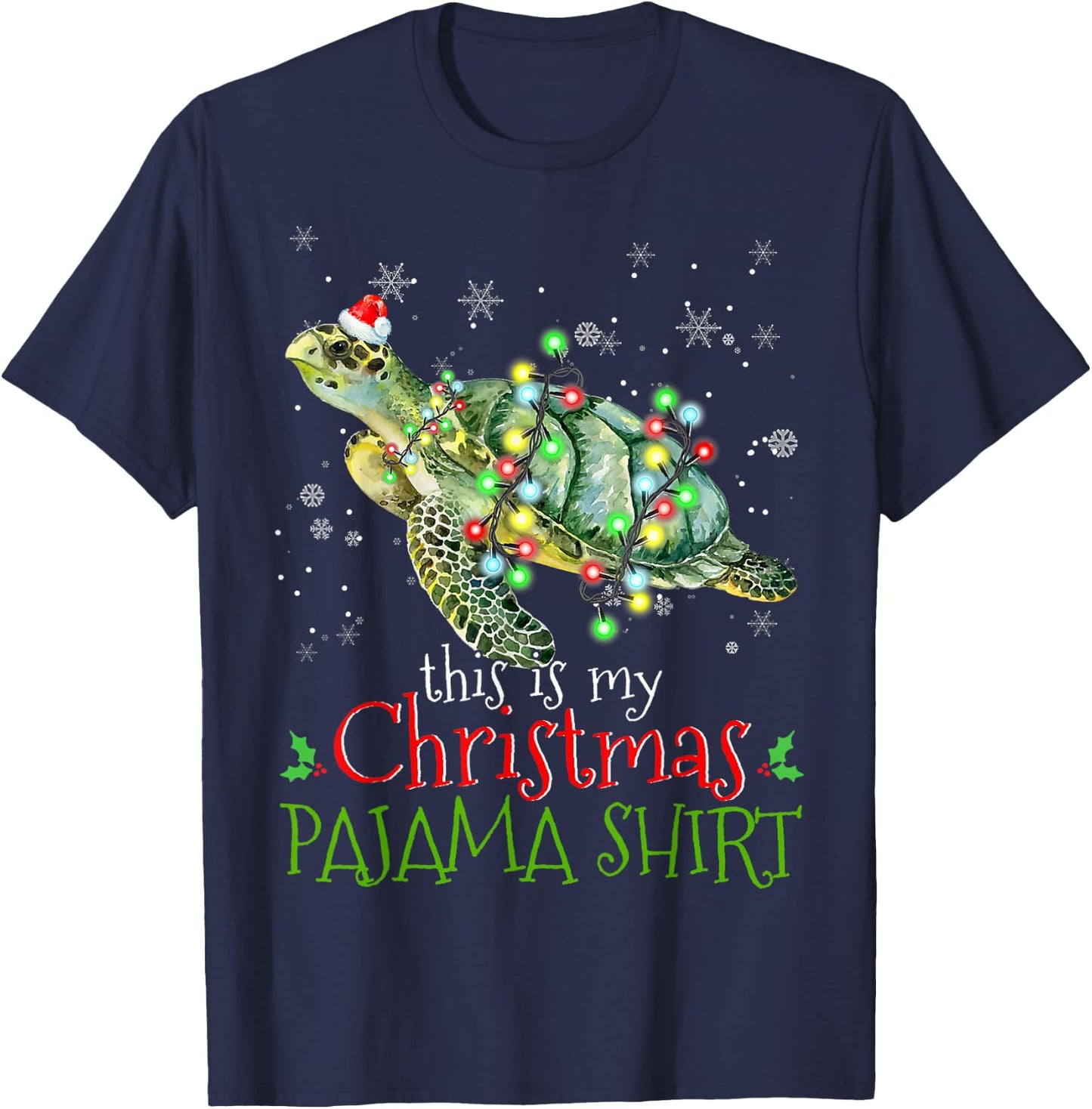 This is My Christmas Pajama Shirt Sea Turtle Christmas T-Shirt - T-Shirt | Navy