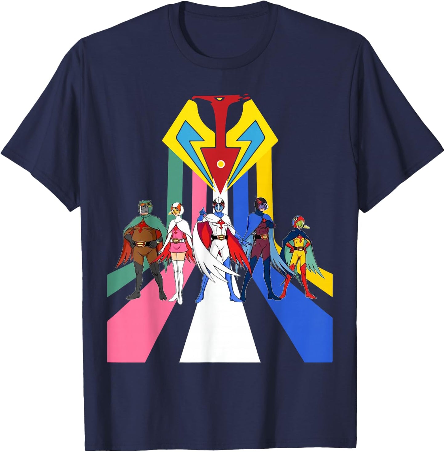 Gatachaman G Force, Battle for The Planets Retro Group T-Shirt - T-Shirt | Navy