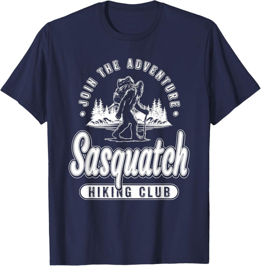 Sasquatch Hiking Club Funny Bigfoot Hiker Hiking T-Shirt - T-Shirt | Navy