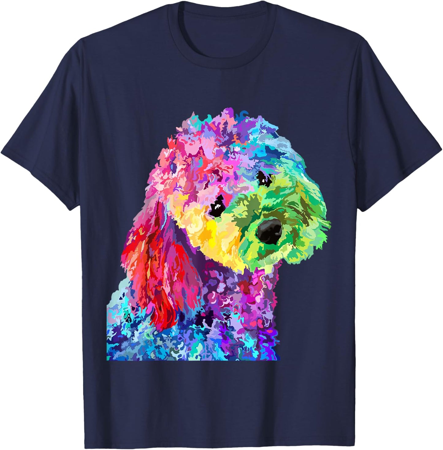 Dog Lover Gifts Colorful Cool Poodle Small T-Shirt - T-Shirt | Navy