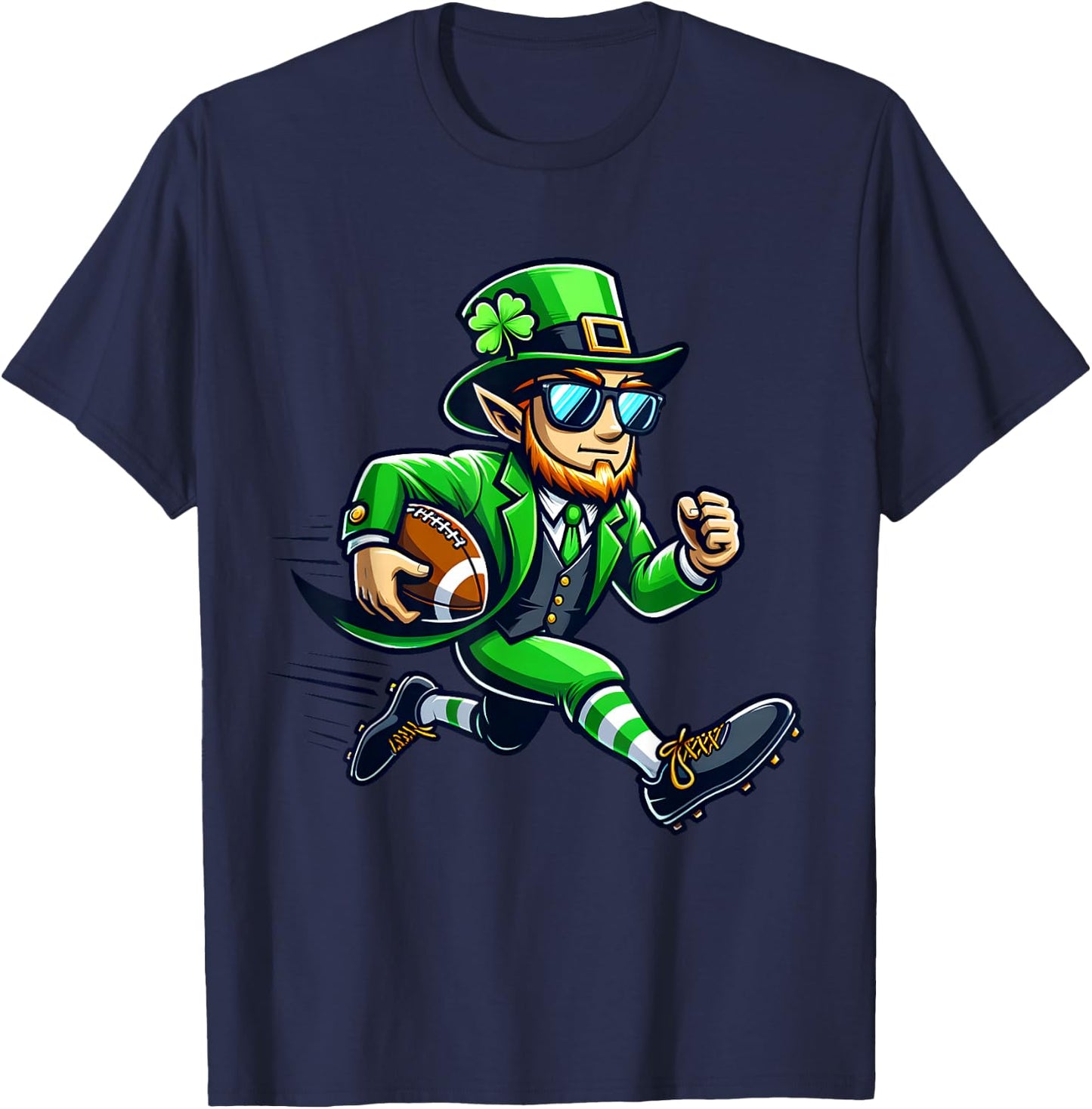 Leprechaun Playing Football St Patricks Day Sport Boys T-Shirt - T-Shirt | Navy