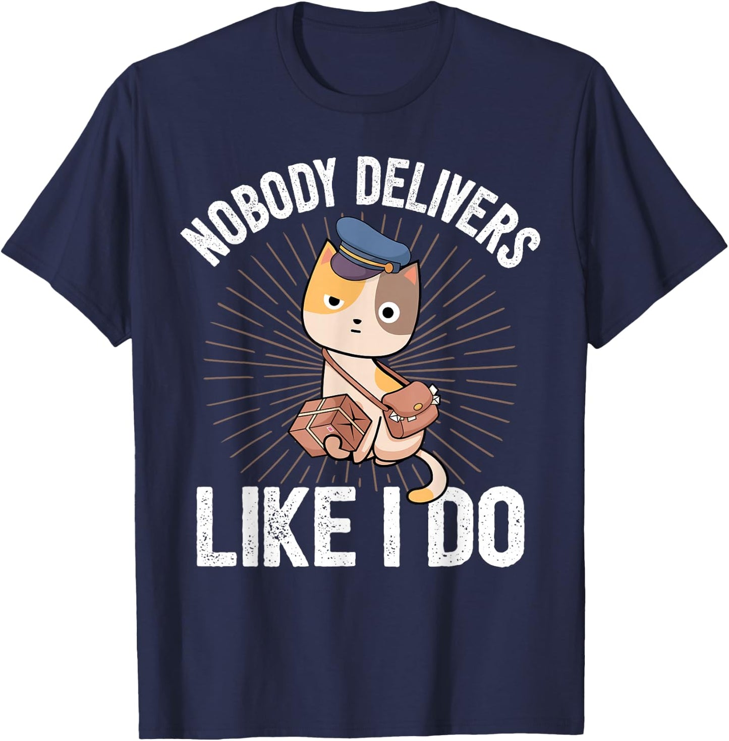 Letter Carrier Gifts & Postal Service Postman Mailman Mail Package Deliver Funny Cat I Deliverer Black Small T-Shirt - T-Shirt | Navy