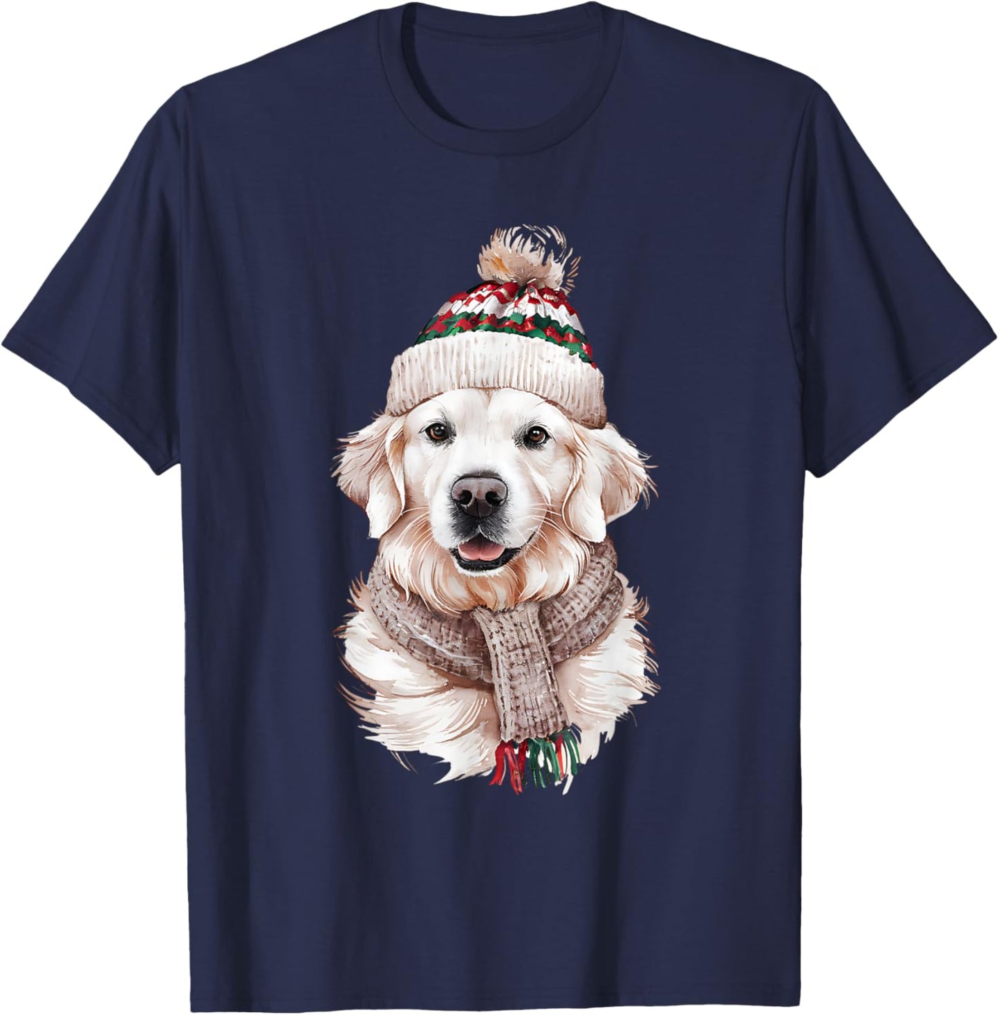 White English Cream Golden Retriever Mom Dog Puppy Christmas Men Women Kids T-Shirt - T-Shirt | Navy